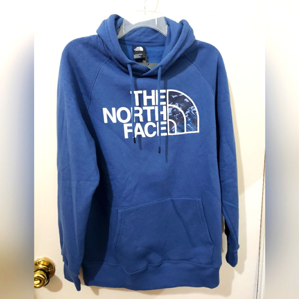 NEW The North Face women printed hoodie in blue size L NWT